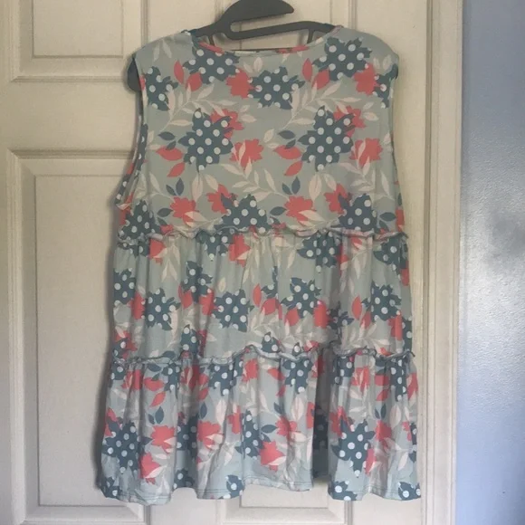 Perfect Peach Plus size floral print pull merrow tank top mint - Picture 9 of 11